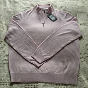 NWT Men's Neiman Marcus Pale Pink Quarter-Zip Sweater XL